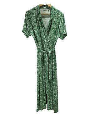 Fransa Floral Midi Dress  L Green White Flowers Frfefela Cottagecore Ptp 21.5”